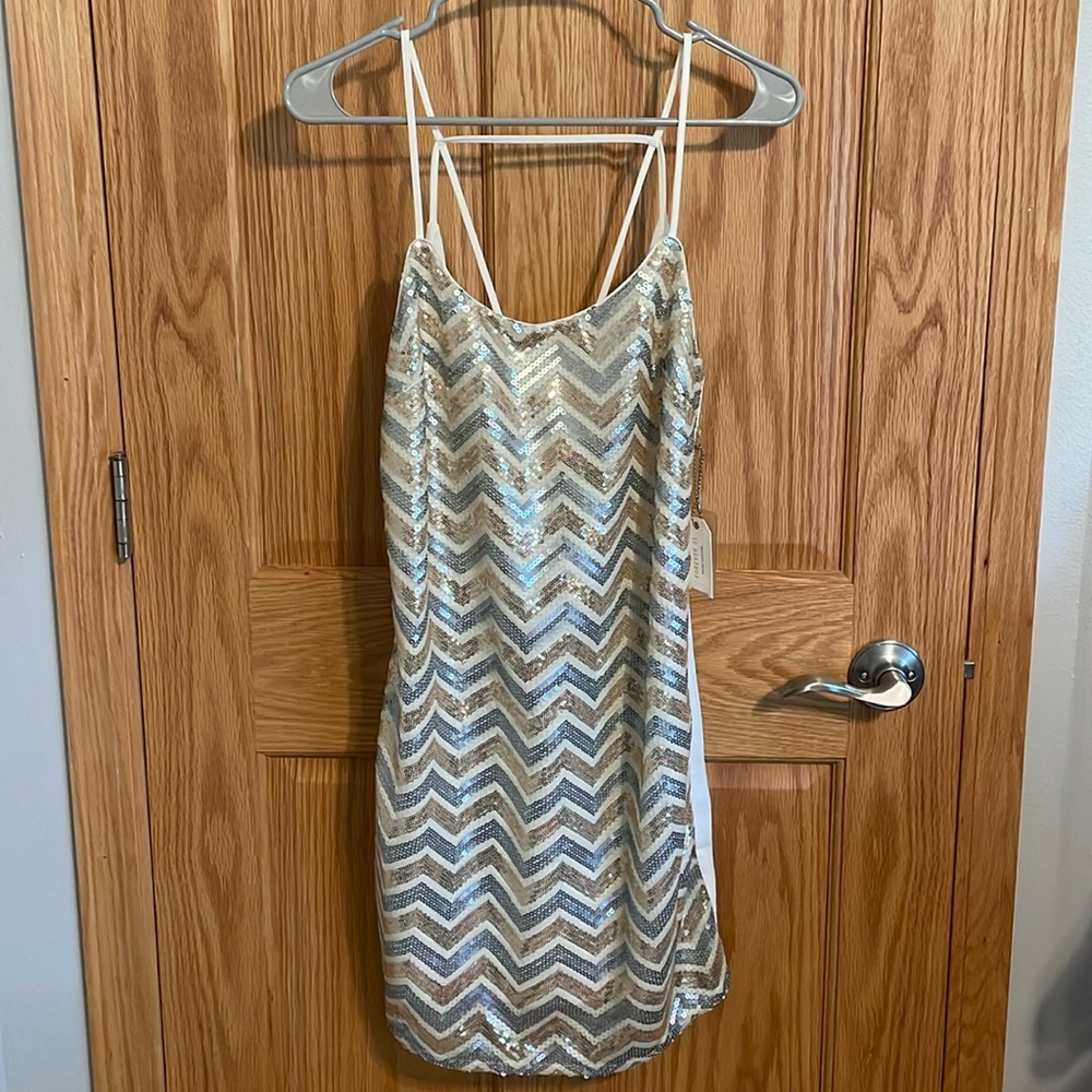 New with tags chevron sequin slip dress
